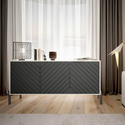 Тумба під телевізор із чорними металевими ніжками LION Амарант 168x40x76,5 см Бетон Style/Перламутровий металік (LION-043044) Тумба під телевізор із чорними металевими ніжками LION Амарант 168x40x76,5 см Бетон Style/Перламутровий металік (LION-043044)