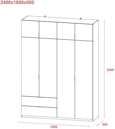Шафа розпашна з антресоллю Doros Лукас 180х50х240 см Канноло (DRS-011882) Шафа розпашна з антресоллю Doros Лукас 180х50х240 см Канноло (DRS-011882)