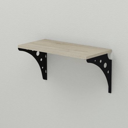 Полиця настінна Ferrum-decor Ханді 2 240x600x240 метал Чорний ДСП Сонома 16 мм (FRD-102631)