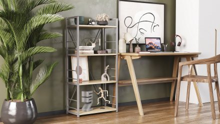 Етажерка 4/60 Ferrum-decor Серії Конект 120x60x28 сірий ДСП Дуб Сонома 16мм (FRD-104251)