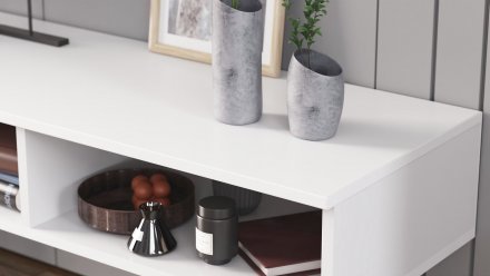 Тумба під ТВ Невада Ferrum-decor 45x100x38 Чорний метал ДСП Білий 16 мм (FRD-106725)