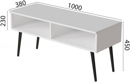 Тумба під ТВ Невада Ferrum-decor 45x100x38 Чорний метал ДСП Білий 16 мм (FRD-106725)