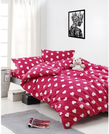 Постільна білизна Home Perfect Ranforce Love червоний полуторна 160х220 см Постільна білизна Home Perfect Ranforce Love червоний полуторна 160х220 см