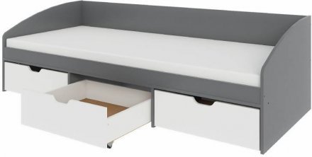 Ліжко односпальне з ящиками Еверест Комфорт 3 193х84х59 см Графіт/Німфея Альба (білий) (DTM-073834) Ліжко односпальне з ящиками Еверест Комфорт 3 193х84х59 см Графіт/Німфея Альба (білий) (DTM-073834)