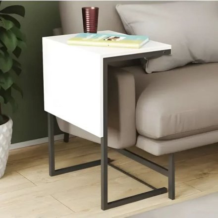Стіл журнальний приставний Террі Комбо Ferrum-decor 345x662x440 Чорний метал ДСП Біле 16 мм (FRD-105136) Стіл журнальний приставний Террі Комбо Ferrum-decor 345x662x440 Чорний метал ДСП Біле 16 мм (FRD-105136)