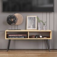 Тумба під ТВ Невада Ferrum-decor 45x100x38 Чорний метал ДСП Дуб Артизан 16 мм (FRD-106726)