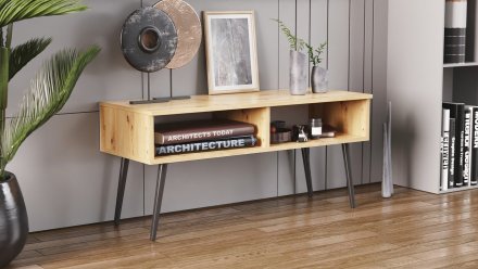 Тумба під ТВ Невада Ferrum-decor 45x100x38 Чорний метал ДСП Дуб Артизан 16 мм (FRD-106726)