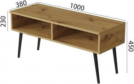 Тумба під ТВ Невада Ferrum-decor 45x100x38 Чорний метал ДСП Дуб Артизан 16 мм (FRD-106726)