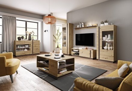 Вітрина низька Perfect Home Арко / Arco 1-дверна 1D1W/72 Дуб артизан/графіт (PFH-091060) Вітрина низька Perfect Home Арко / Arco 1-дверна 1D1W/72 Дуб артизан/графіт (PFH-091060)