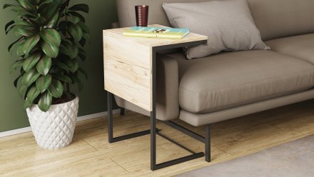 Стіл журнальний приставний Террі Комбо Ferrum-decor 345x662x440 Чорний метал ДСП Сан-Марино 16 мм (FRD-105137)