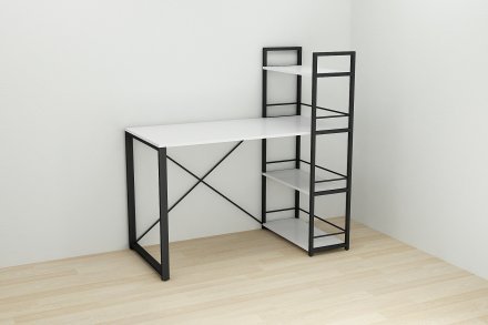 Письмовий стіл Ferrum-decor Серії Конект з етажеркою 75x120x600 чорний ДСП Біле 16мм (FRD-104219)
