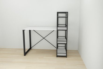 Письмовий стіл Ferrum-decor Серії Конект з етажеркою 75x120x600 чорний ДСП Біле 16мм (FRD-104219)
