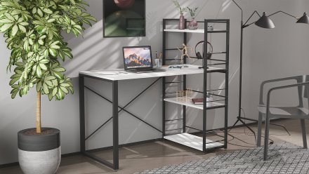 Письмовий стіл Ferrum-decor Серії Конект з етажеркою 75x120x600 чорний ДСП Біле 16мм (FRD-104219)