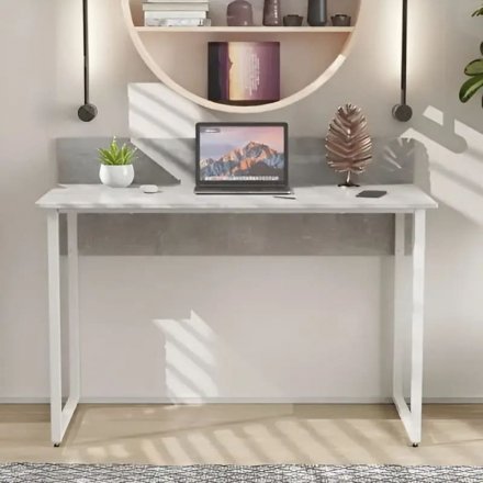 Стіл письмовий Скай Ferrum-decor 75x140x60 Білий метал ДСП Бетон 16 мм (FRD-106664) Стіл письмовий Скай Ferrum-decor 75x140x60 Білий метал ДСП Бетон 16 мм (FRD-106664)