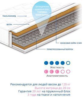 Матрац пружинний Чемпіон Cocos 80х200х20 см Матрац пружинний Чемпіон Cocos 80х200х20 см