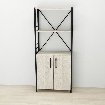 Етажерка 3/60 Ferrum-decor Серії Конект із тумбою 144x60x28 Чорний ДСП Сонома (FRD-104445) Етажерка 3/60 Ferrum-decor Серії Конект із тумбою 144x60x28 Чорний ДСП Сонома (FRD-104445)
