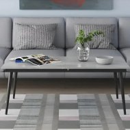 Стіл трансформер журнальний Dandi Small Ferrum-decor 45x120 160)x60 Чорний метал ДСП Бетон 16 мм (FRD-106785)