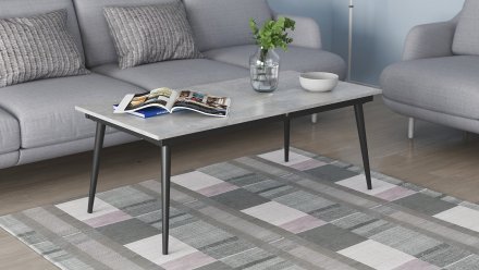 Стіл трансформер журнальний Dandi Small Ferrum-decor 45x120 160)x60 Чорний метал ДСП Бетон 16 мм (FRD-106785)