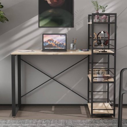 Письмовий стіл Ferrum-decor Серії Конект з етажеркою 75x120x60 чорний ДСП Дуб Сан-Марино 16мм (FRD-104220) Письмовий стіл Ferrum-decor Серії Конект з етажеркою 75x120x60 чорний ДСП Дуб Сан-Марино 16мм (FRD-104220)