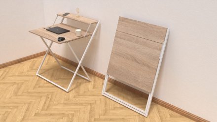 Стіл трансформер Компакт 4 750x790x720 Білий метал ДСП Дуб Сонома 16 мм FRD-104700