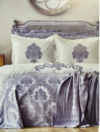 Набір постільний з покривалом + плед Adrienne gri сірий євро (10) svt-2000022285407 Набір постільний з покривалом + плед Adrienne gri сірий євро (10) svt-2000022285407