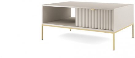 Стіл журнальний Perfect Home Нова / Nova з 2 шухлядами та золотими ніжками L104 Кашемір (PFH-091259)