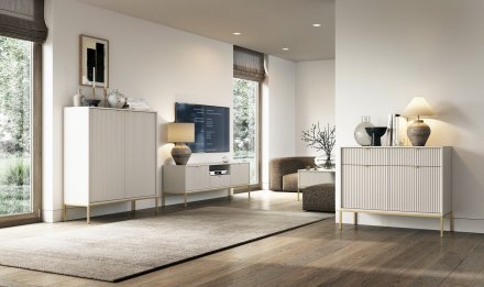 Стіл журнальний Perfect Home Нова / Nova з 2 шухлядами та золотими ніжками L104 Кашемір (PFH-091259)