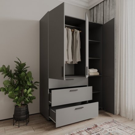 Шафа для одягу Doros Торн Антрацит 3 ДСП/3Ш (штанга) 135х51.6х200 (DRS-012085) Шафа для одягу Doros Торн Антрацит 3 ДСП/3Ш (штанга) 135х51.6х200 (DRS-012085)