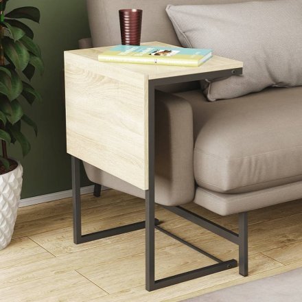 Стіл журнальний приставний Террі Комбо Ferrum-decor 345x662x440 Чорний метал ДСП Дуб Сонома 16 мм (FRD-105139)