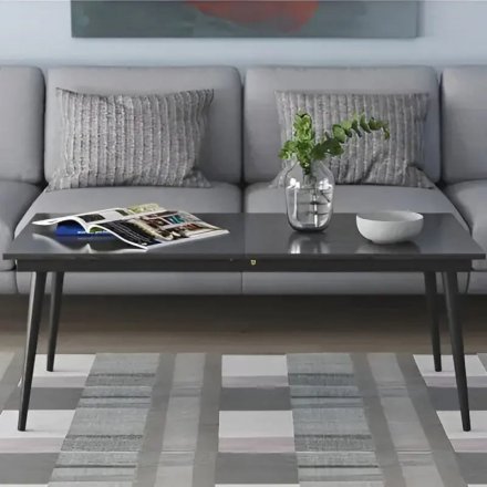 Стіл трансформер журнальний Dandi Small Ferrum-decor 45x120 160)x60 Чорний метал ДСП Сосна Кембра 16 мм (FRD-106786)