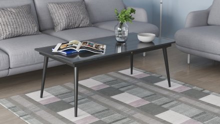 Стіл трансформер журнальний Dandi Small Ferrum-decor 45x120 160)x60 Чорний метал ДСП Сосна Кембра 16 мм (FRD-106786)