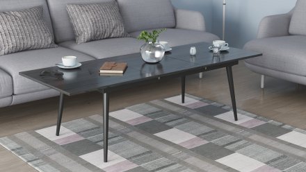 Стіл трансформер журнальний Dandi Small Ferrum-decor 45x120 160)x60 Чорний метал ДСП Сосна Кембра 16 мм (FRD-106786)