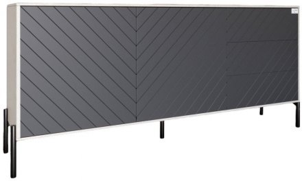 Комод з чорними металевими ніжками LION Амарант 168x40x76,5 см Бетон Style/Графітовий (LION-041884)