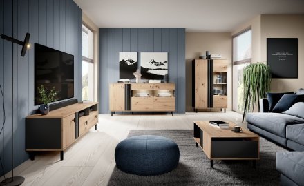 Стіл журнальний Perfect Home Мадіс / Madis 100 Дуб артизан/антрацит (PFH-091071)