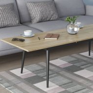 Стіл трансформер журнальний Dandi Small Ferrum-decor 45x120 160)x60 Чорний метал ДСП Дуб Сонома 16 мм (FRD-106788)