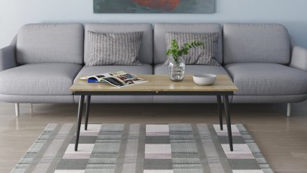Стіл трансформер журнальний Dandi Small Ferrum-decor 45x120 160)x60 Чорний метал ДСП Дуб Сонома 16 мм (FRD-106788)