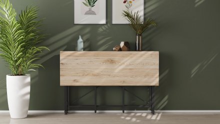 Стіл-книжка трансформер Оріон 3 Ferrum-decor 750x1150x880 Чорний метал ДСП Дуб Сан-Марино 16 мм (FRD-105082)