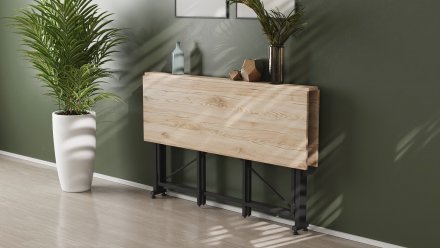 Стіл-книжка трансформер Оріон 3 Ferrum-decor 750x1150x880 Чорний метал ДСП Дуб Сан-Марино 16 мм (FRD-105082)