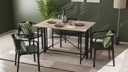 Стіл-книжка трансформер Оріон 3 Ferrum-decor 750x1150x880 Чорний метал ДСП Дуб Сан-Марино 16 мм (FRD-105082)
