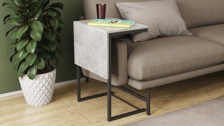Стіл журнальний приставний Террі Комбо Ferrum-decor 345x662x440 Чорний метал ДСП Бетон 16 мм (FRD-105142)