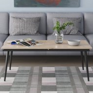 Стіл трансформер журнальний Dandi Small Ferrum-decor 45x120 160)x60 Чорний метал ДСП Дуб Сан-Марино 16 мм (FRD-106790)