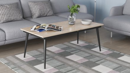 Стіл трансформер журнальний Dandi Small Ferrum-decor 45x120 160)x60 Чорний метал ДСП Дуб Сан-Марино 16 мм (FRD-106790)