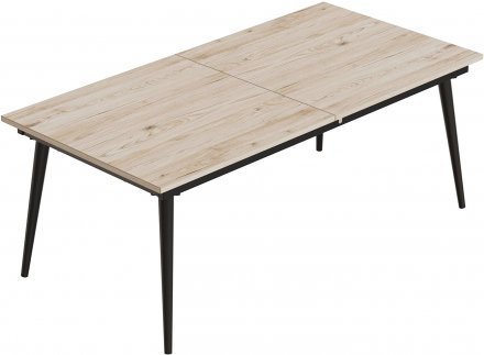 Стіл трансформер журнальний Dandi Small Ferrum-decor 45x120 160)x60 Чорний метал ДСП Дуб Сан-Марино 16 мм (FRD-106790)