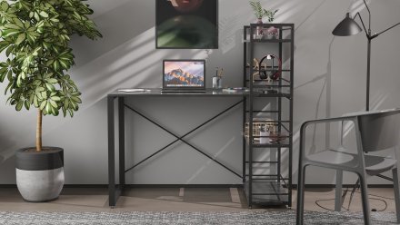 Письмовий стіл Ferrum-decor Серії Конект з етажеркою 75x120x60 чорний ДСП Сосна Кембра 16мм (FRD-104224)