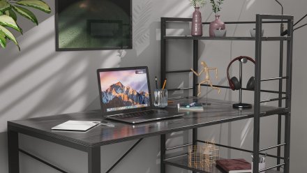 Письмовий стіл Ferrum-decor Серії Конект з етажеркою 75x120x60 чорний ДСП Сосна Кембра 16мм (FRD-104224)