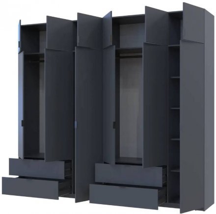 Шафа для одягу Doros Лукас Графіт 3+3 ДСП 270х50х240 DRS-011695 (42005117) Шафа для одягу Doros Лукас Графіт 3+3 ДСП 270х50х240 DRS-011695 (42005117)