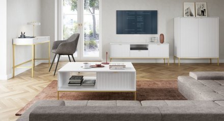 Стіл журнальний Perfect Home Нова / Nova з 2 шухлядами та золотими ніжками L104 Білий (PFH-091249) Стіл журнальний Perfect Home Нова / Nova з 2 шухлядами та золотими ніжками L104 Білий (PFH-091249)