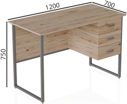 Комп'ютерний стіл Ferrum-decor Гаррі 75x120x70 сірий ДСП Дуб Сан-Марино 16мм (FRD-101474)