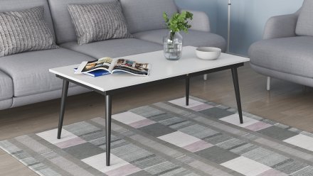 Стіл трансформер журнальний Dandi Small Ferrum-decor 45x120 160)x60 Чорний метал ДСП Білий 16 мм (FRD-106791)