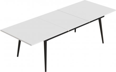 Стіл трансформер журнальний Dandi Small Ferrum-decor 45x120 160)x60 Чорний метал ДСП Білий 16 мм (FRD-106791)